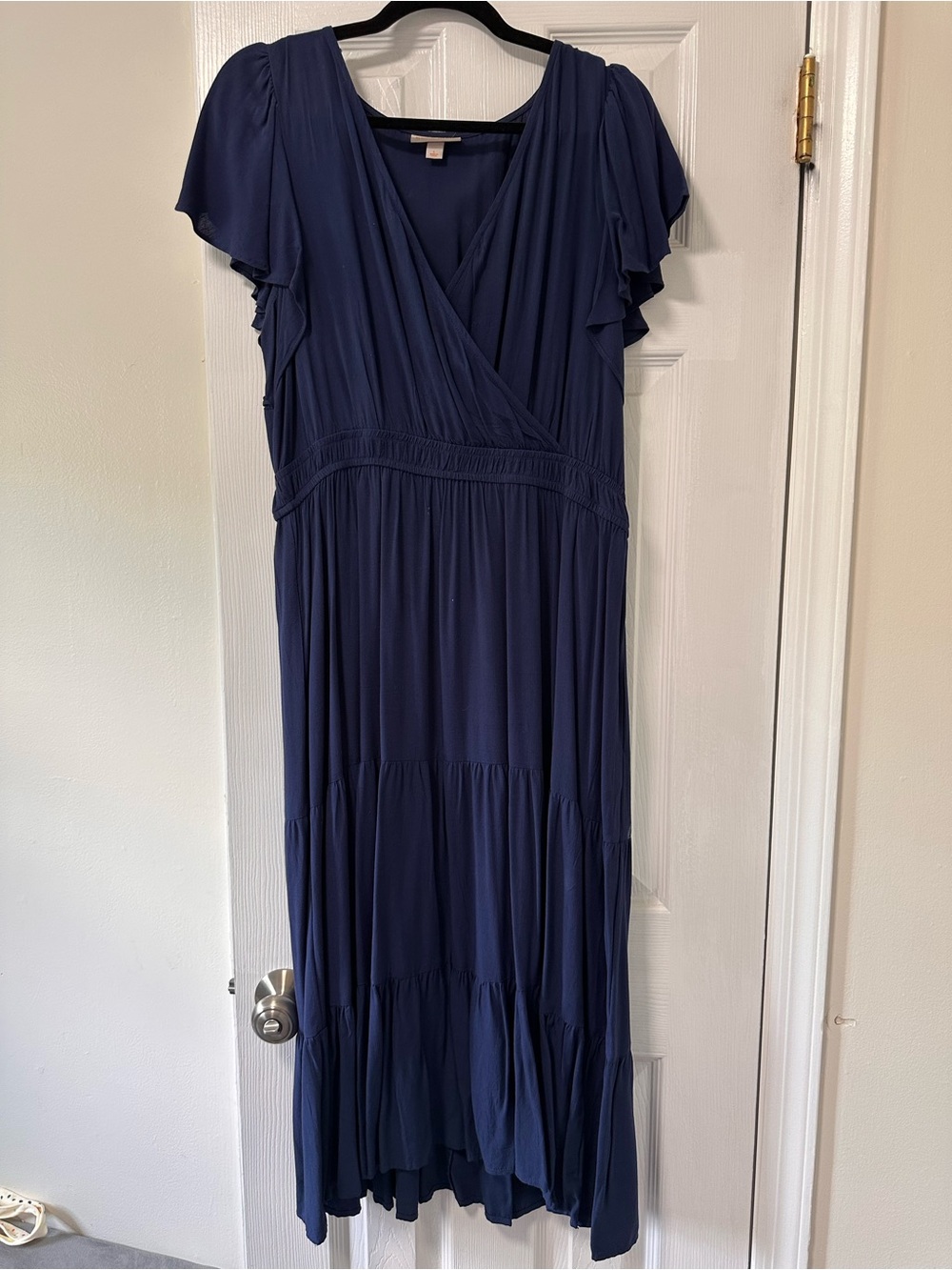 Knox Rose Navy Wrap Dress with Flutter Sleeves